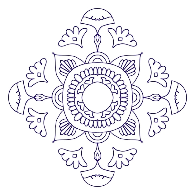 Rangoli indien png autocollant violet à fond transparent
