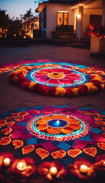 Rangoli Made On Diwali Devant La Maison Le festival Diwali image générée par ai