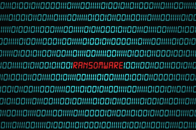 Photo ransomware en code binaire