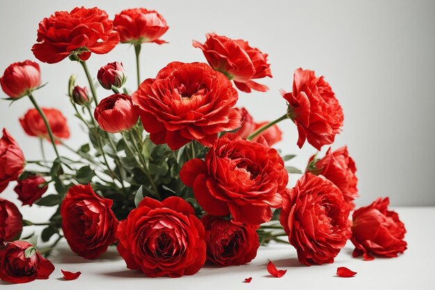 Ranunkulyus bouquet de fleurs rouges sur un blanc