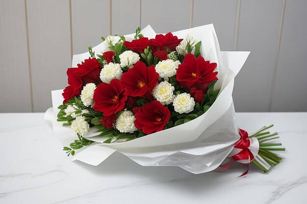 Ranunkulyus bouquet de fleurs rouges sur un blanc