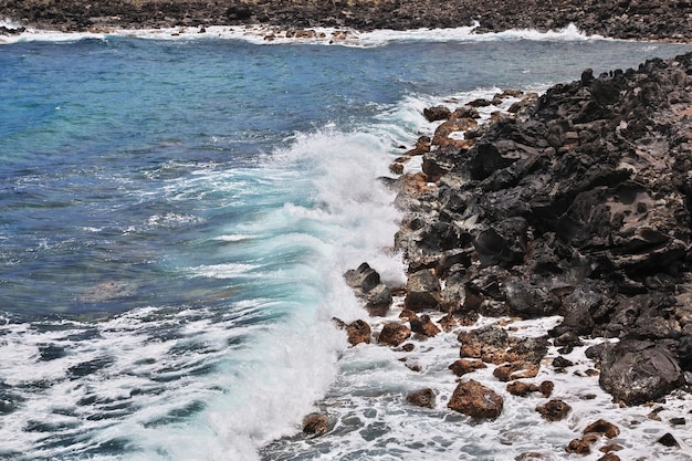 Rapa Nui. La vue sur l'océan Pacifique sur l'île de Pâques, Chili