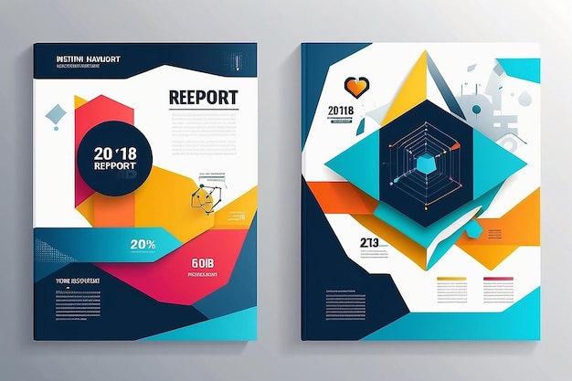 Rapport annuel 2018 modèle d'entreprise future mise en page conception couverture livre illustration vectorielle