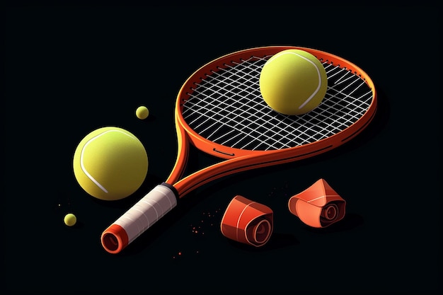 Une raquette de tennis avec une balle dessus