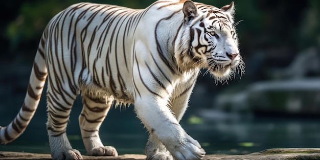 Photo un rare aperçu du tigre blanc dans la nature