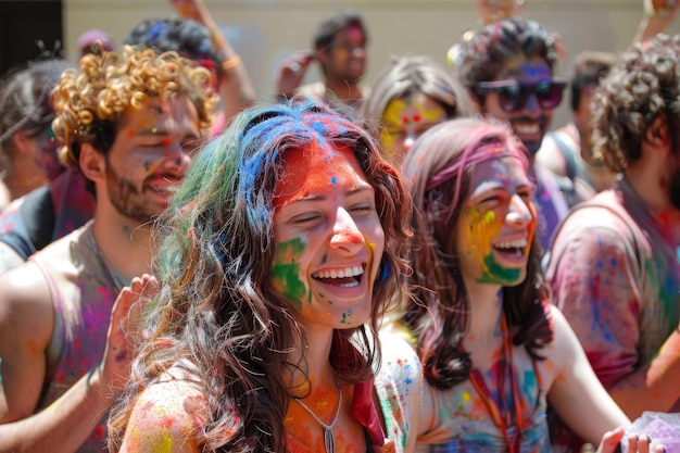 Un rassemblement animé lors de la fête de Holi