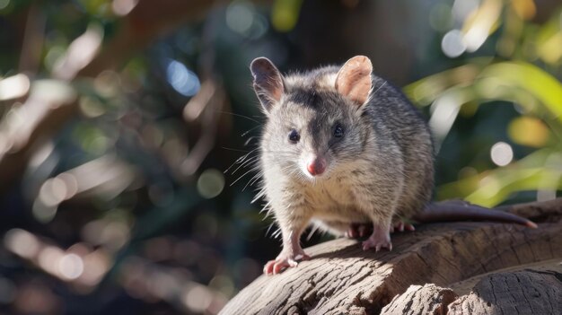 Un rat assis sur une branche d'arbre