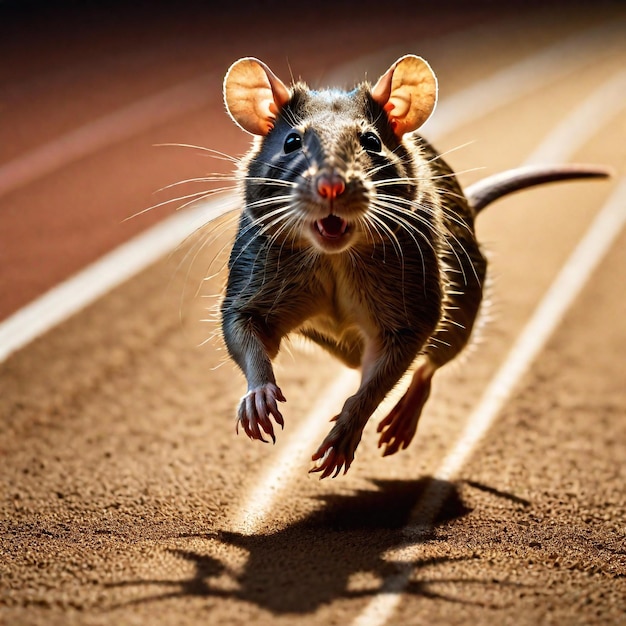 Photo rat courant sur la piste de fond nature désertique faune et neige