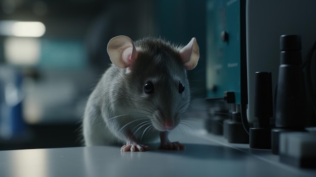Rat curieux à l'étude en laboratoire