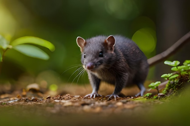 Un rat dans une forêt avec un fond vert