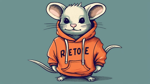 Photo un rat de dessin animé avec un sweat à capuche et un sweat à capuche qui dit