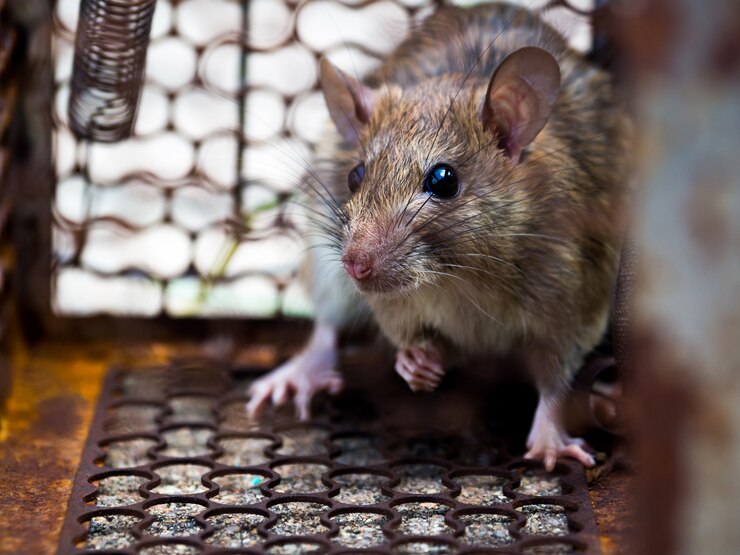 Photo le rat était dans une cage attraper un rat, le rat a contagion la maladie à l&#39;homme comme la peste
