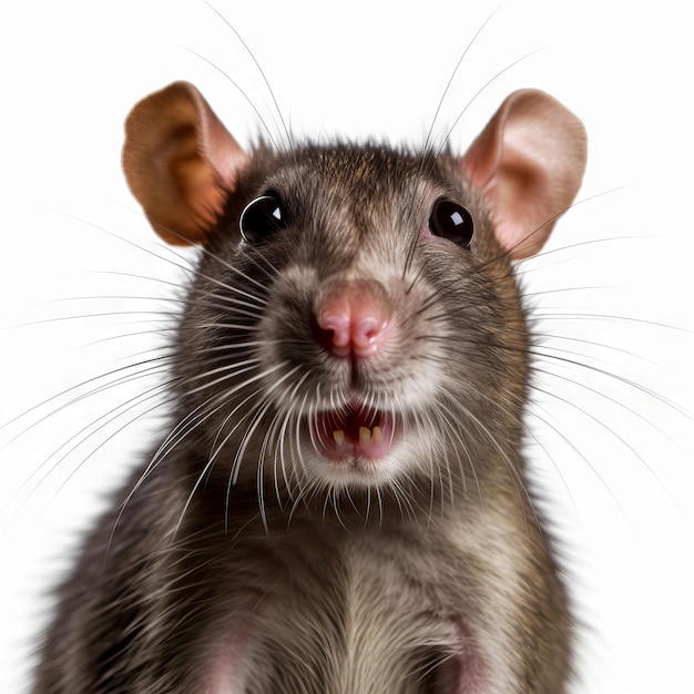 Un rat avec une grande bouche et un grand sourire sur son visage.