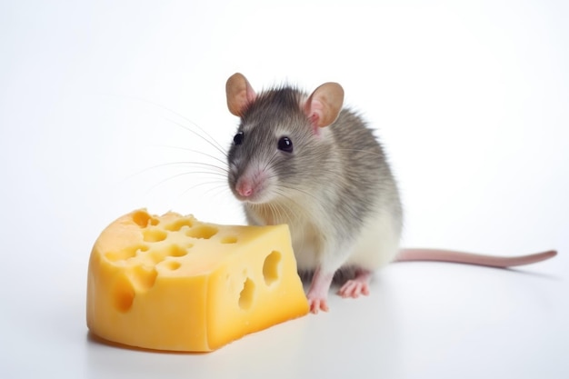 Rat mignon près du fromage Generate Ai