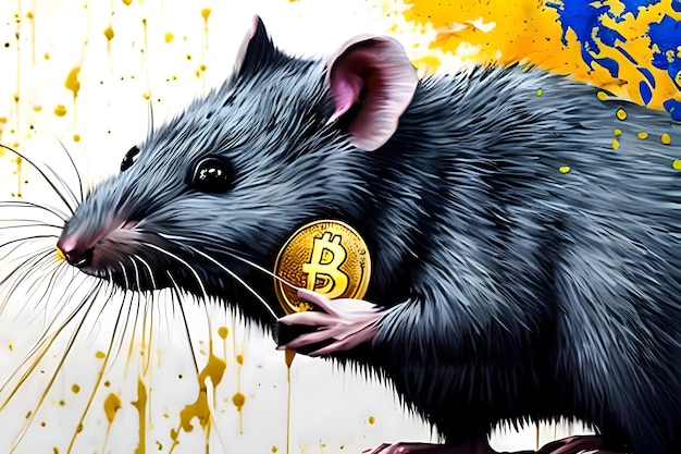 Rat noir avec Bitcoin