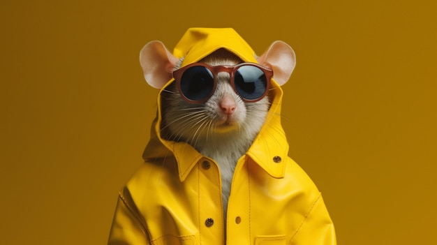 Un rat en veste jaune avec une veste jaune