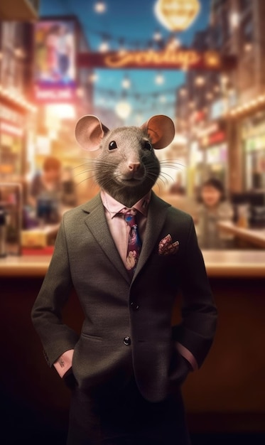 Rat vêtu d'un costume comme un homme d'affaires IA générative