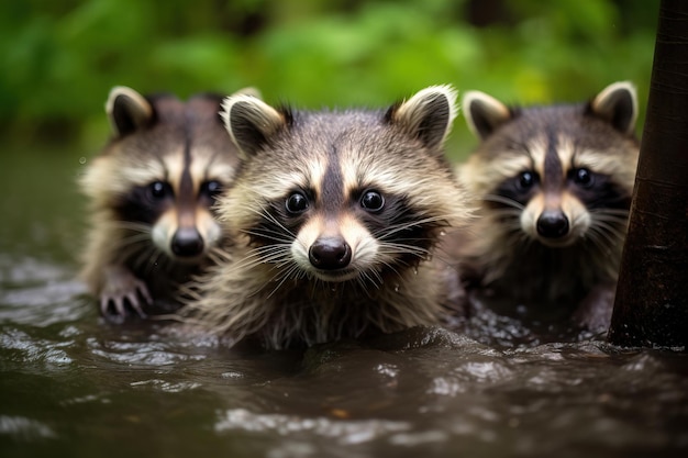 Photo un raton laveur dans les bois.