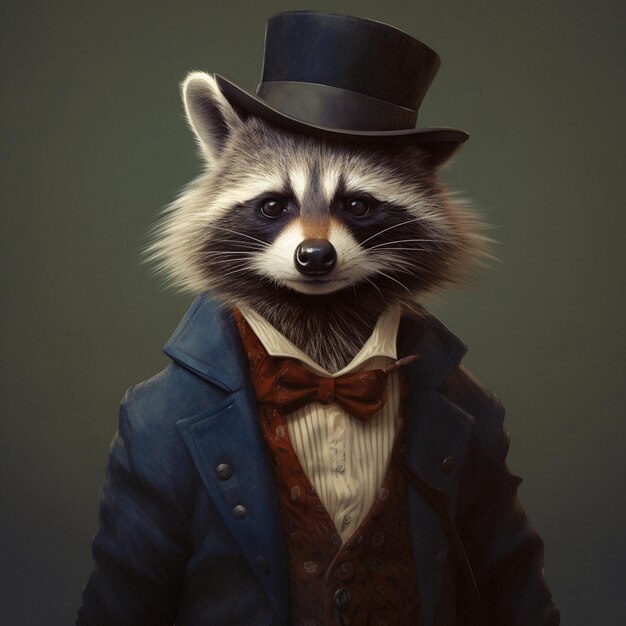 Photo un raton laveur dans un costume illustration cool