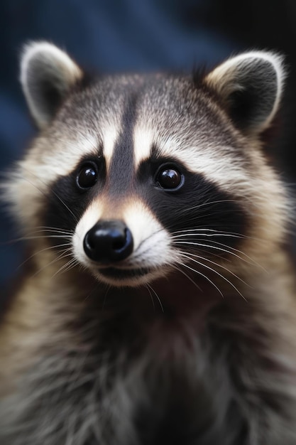 Un raton laveur avec un nez noir et un nez noir.