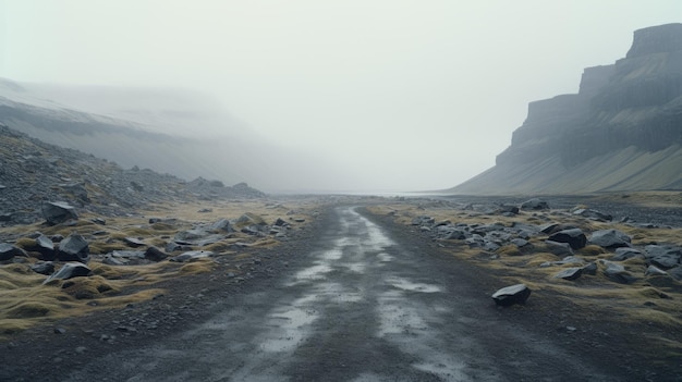 Photo le ravin mystique d'islande un voyage captivant à travers le brouillard