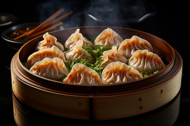 raviolis chinois fraîchement cuits à la vapeur