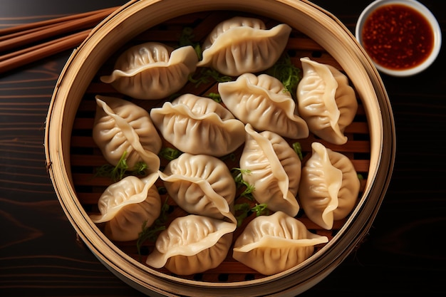 raviolis chinois fraîchement cuits à la vapeur