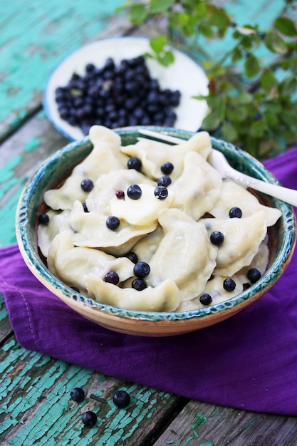 Raviolis maison aux bleuets frais