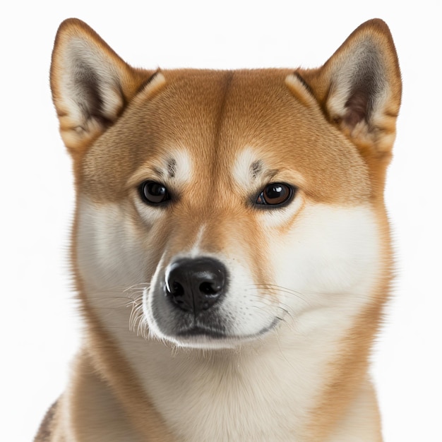 Ravissant adorable portrait de chien shiba inu sur fond blanc isolé
