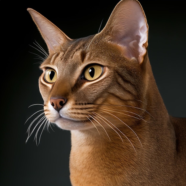 Ravissant portrait en studio de chat chausie sur fond isolé