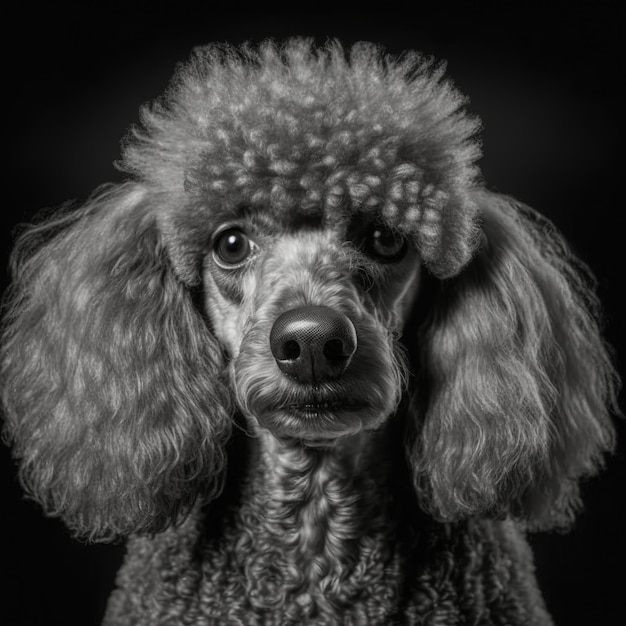 Ravissant portrait en studio de chien caniche toy sur fond isolé