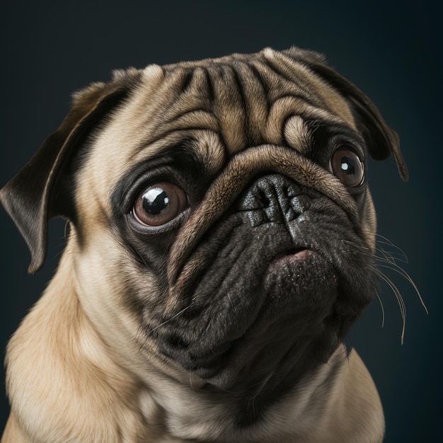 Ravissant portrait en studio de chien carlin sur fond isolé