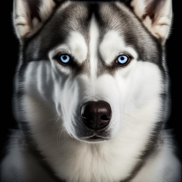 Ravissant portrait en studio de chien husky sibérien sur fond isolé