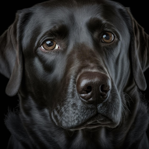 Ravissant portrait en studio de chien labrador noir sur fond isolé