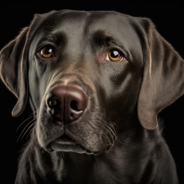 Ravissant portrait en studio de chien labrador noir sur fond isolé