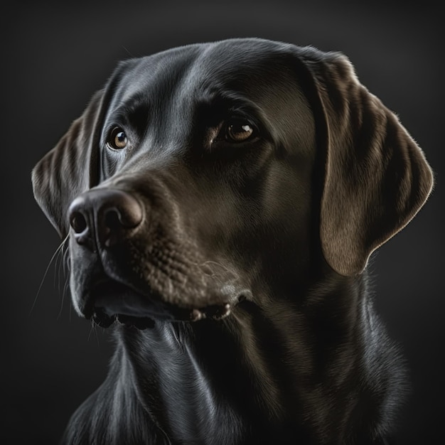 Ravissant portrait en studio de chien labrador noir sur fond isolé