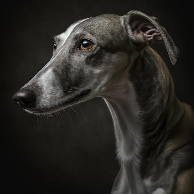 Ravissant portrait en studio de chien lévrier sur fond isolé