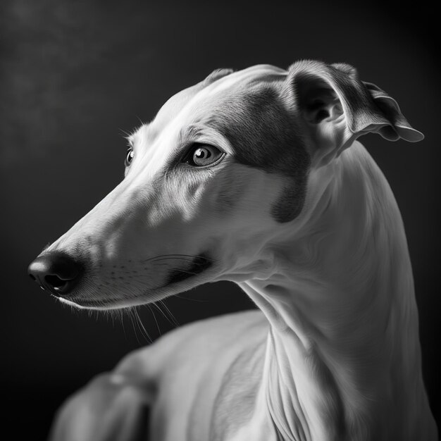 Ravissant portrait en studio de chien lévrier sur fond isolé