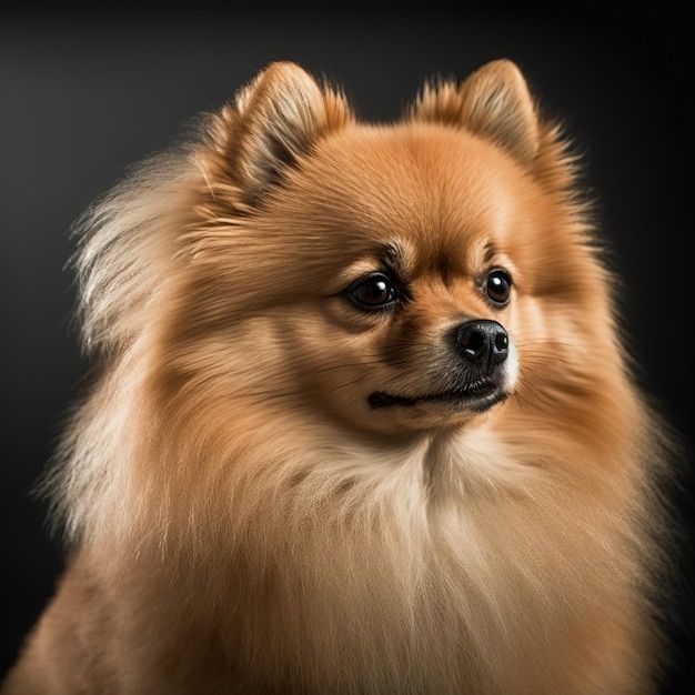 Ravissant portrait en studio de chien poméranien sur fond isolé