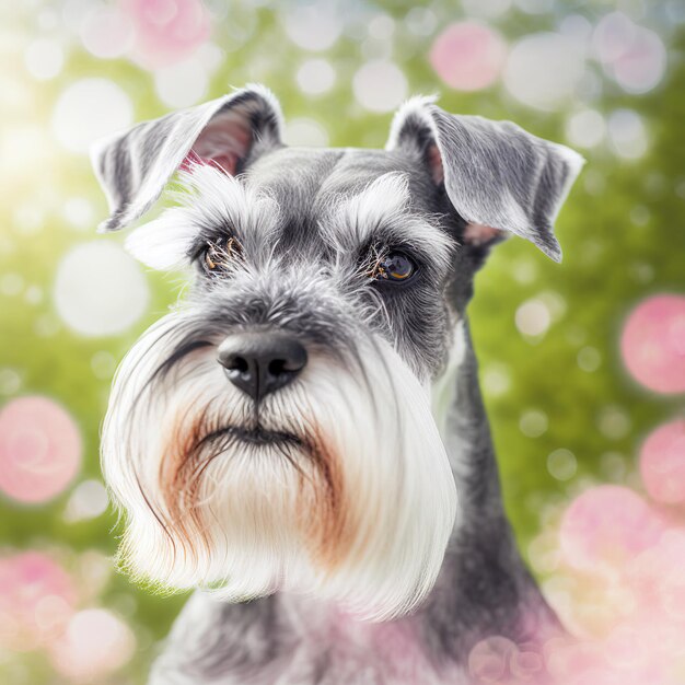 Ravissant portrait en studio de chien schnauzer nain sur fond isolé