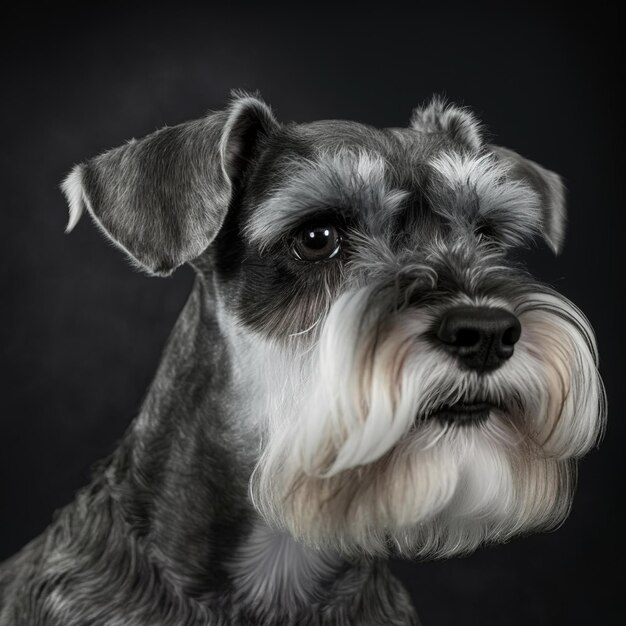 Ravissant portrait en studio de chien schnauzer nain sur fond isolé