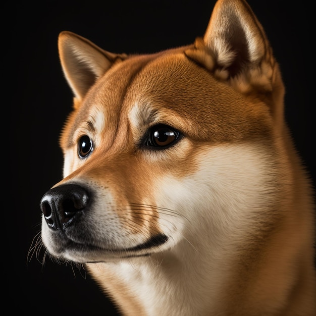 Ravissant portrait en studio de chien shiba inu sur fond isolé