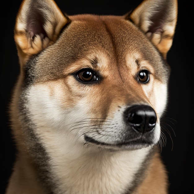 Ravissant portrait en studio de chien shiba inu sur fond isolé