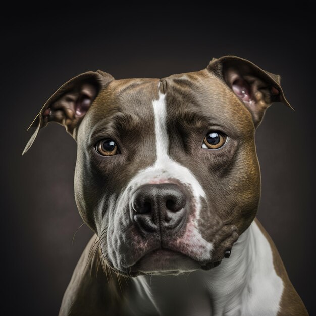 Ravissant portrait de studio de stafford terrier américain sur fond noir isolé