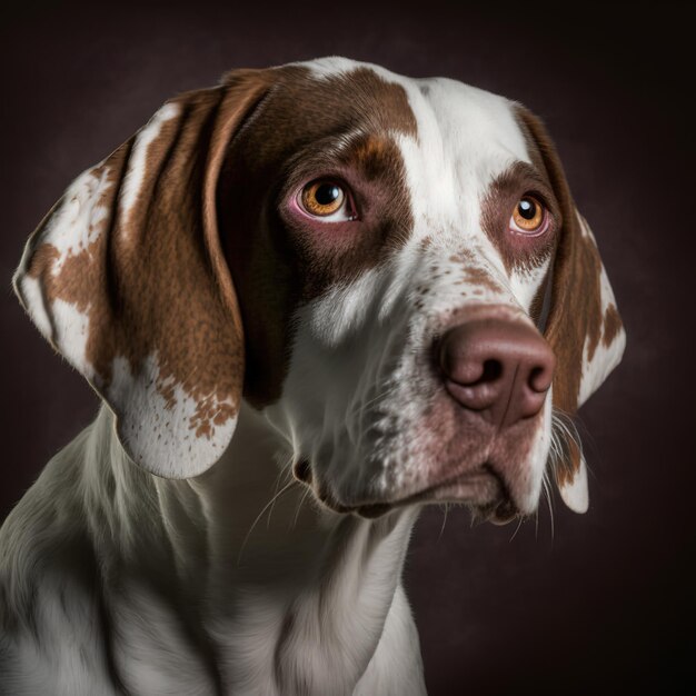 Ravissant studio portrait mignon chien pointeur anglais en arrière-plan isolé