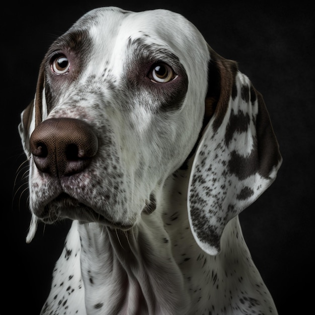 Ravissant studio portrait mignon chien pointeur anglais en arrière-plan isolé