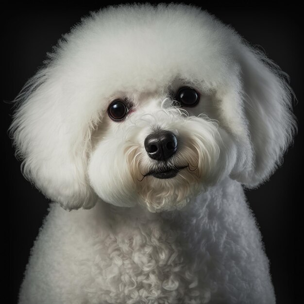 Ravissant studio tourné avec un joli portrait de chien bichon frisé sur fond isolé