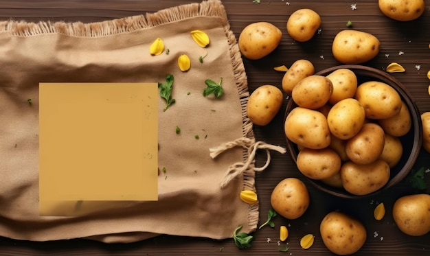 Photo raw potota background pour les médias sociaux faire de la publicité pour les aliments biologiques pour une nutrition saine