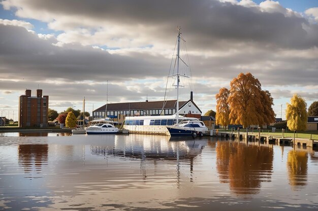 Le rayonnement de l'après-midi au Welland Yacht Club Spalding Capturant l'essence des eaux tranquilles Ciel bleu