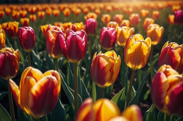 Photo le rayonnement des tulipes éclaire le sprin